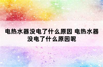 电热水器没电了什么原因 电热水器没电了什么原因呢